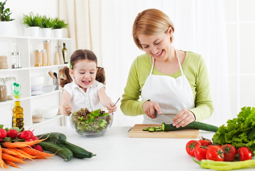 Family Making Salad