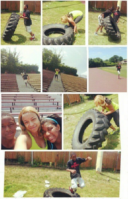 Family working out in the park