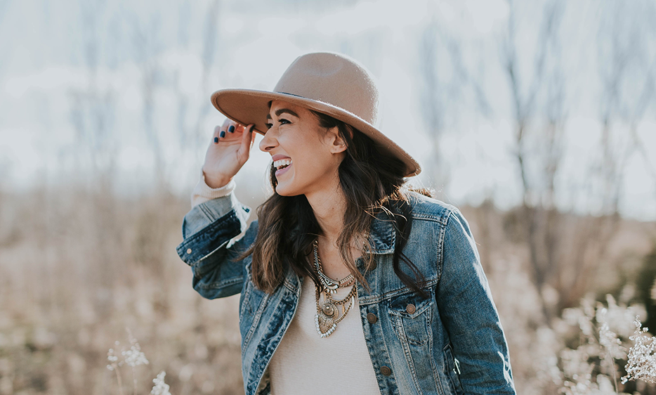 Stylish woman in field